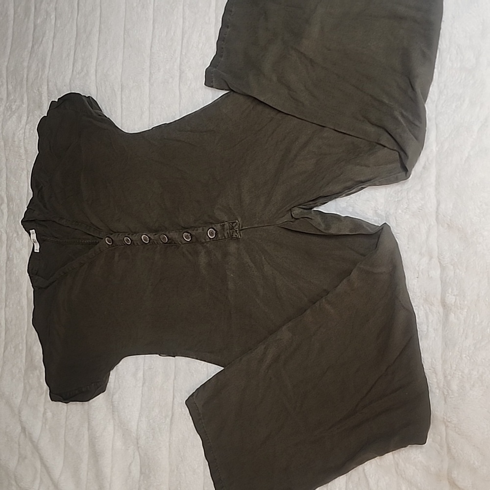 Mango Khaki Button-Down Jumpsuit - image 2